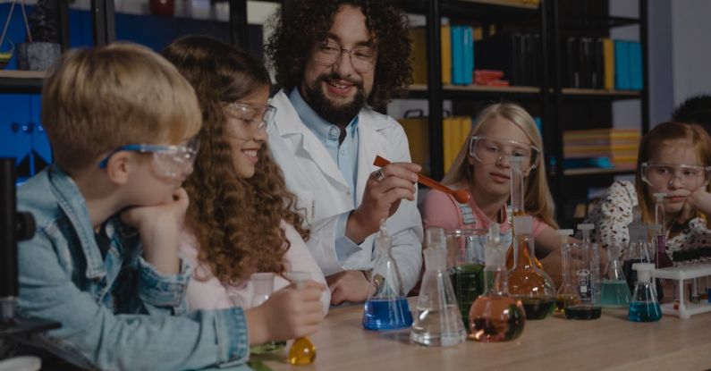 Learning - Colored Liquids on Beakers and Flasks