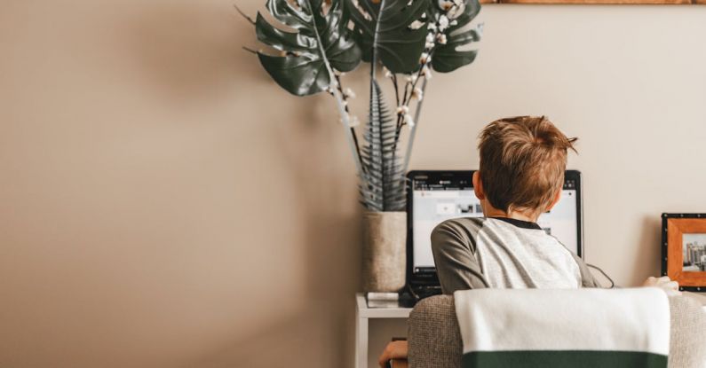 Learning - A Boy Studying Online Using Laptop